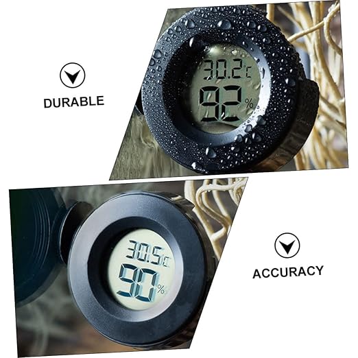 Totority 1pc Digital Hygrometer Thermometer LCD Display for Reptile Box Humidity for Snakes Lizards and Turtles Front Switchable Multi-Directional Viewing