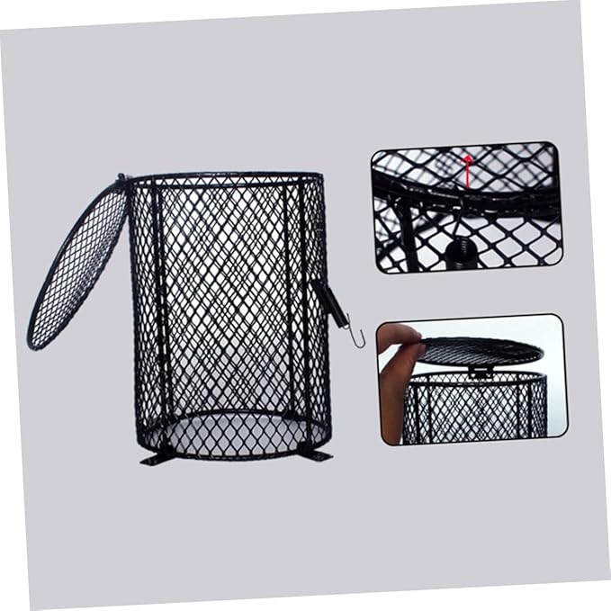 Pet Reptile Scald Lamp Shade Round Heating Guard for Daytime Light Protects Reptiles and Poultry Easy Installation for Terrarium and Amphibian Care Black