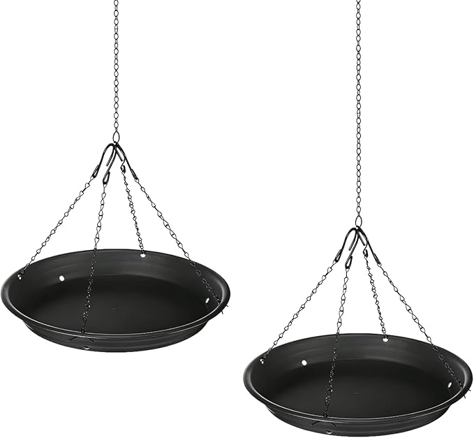 Generic 2 Pcs Bird Feeder and Bath Combo, 12.8 in Outdoor Hanging Tray, Large Capacity, Easy to Clean