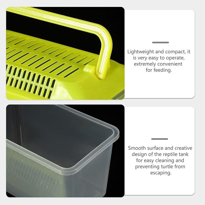 Toddmomy Portable Fish Tank Handheld Aquarium with Handle Transparent Turtle Box and Pet Hamster Carrier for Reptiles Tortoises and Small Pets 5.9X4.3X3.5 Inch