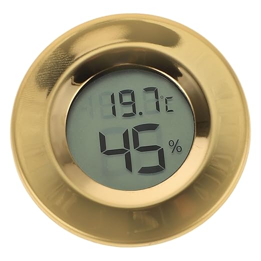 FRCOLOR Round Embedded Cigar Box Humidifier Digital Hygrometer Thermometer LCD Indoor Room Wall Thermometer for Humidity Gauge Reptile Habitat