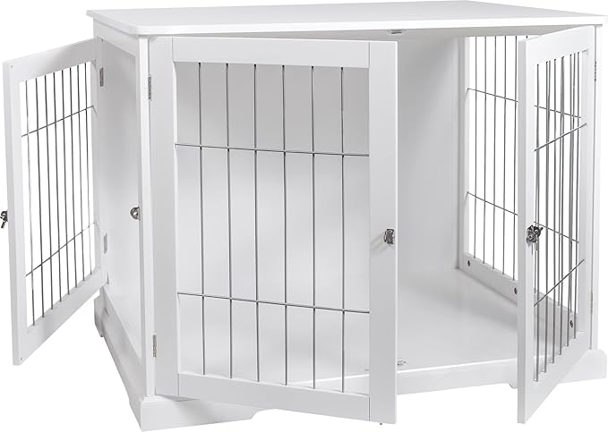 Trixie 32.7" Indoor Dog Crate, Wooden Crate Table for Dogs Up to 50 lb, Medium Dog Kennel, Perfect in Any Room, White