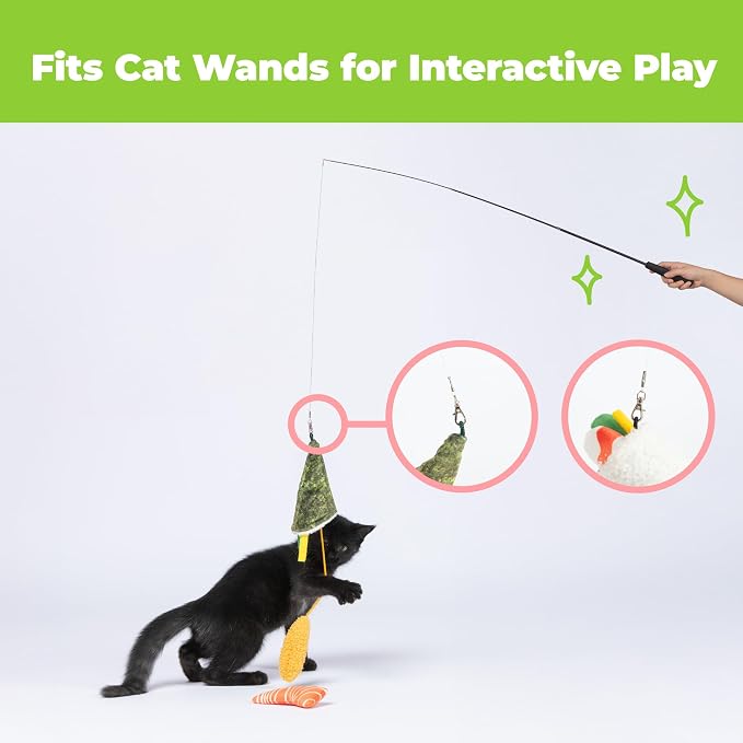 Best Pet Supplies Catify Interactive Cat Toy with Catnip - Sushi Rolls Set - Image 7