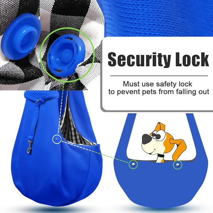 Tomkas Small Dog Sling Carrier - Zipper Pocket & Adjustable Strap & Zip Pocket - for 3-10 lbs Pets (Royal Blue, M - Zipper Pocket & Classic Strap)
