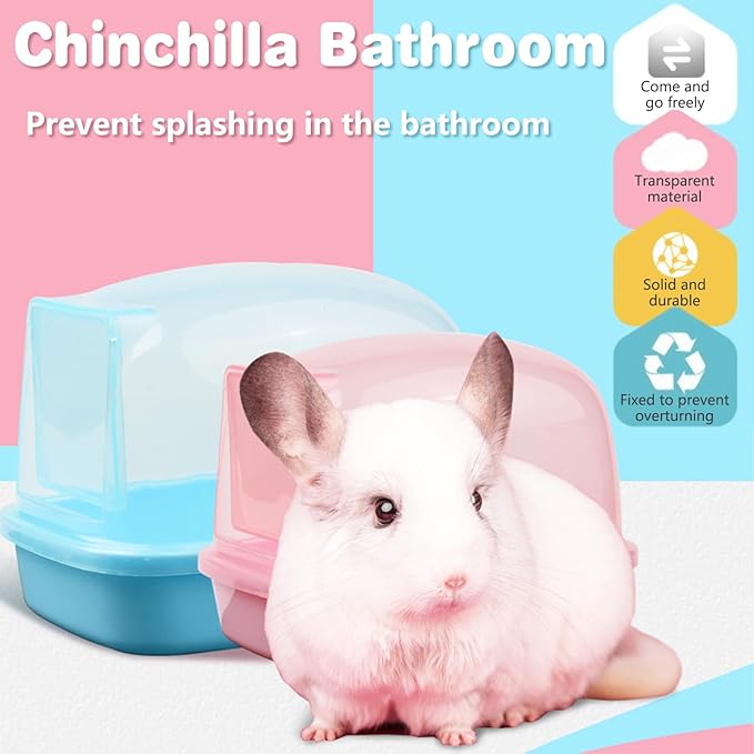 kathson Hamster Sand Bath Container Dwarf Hamster Dry Bathroom Chinchilla Sauna Toilet Plastic Sand Bathtub Sand Box Ideal for Guinea Pig Gerbil Hedgehog Squirrel and Other Small Animals (Pink)