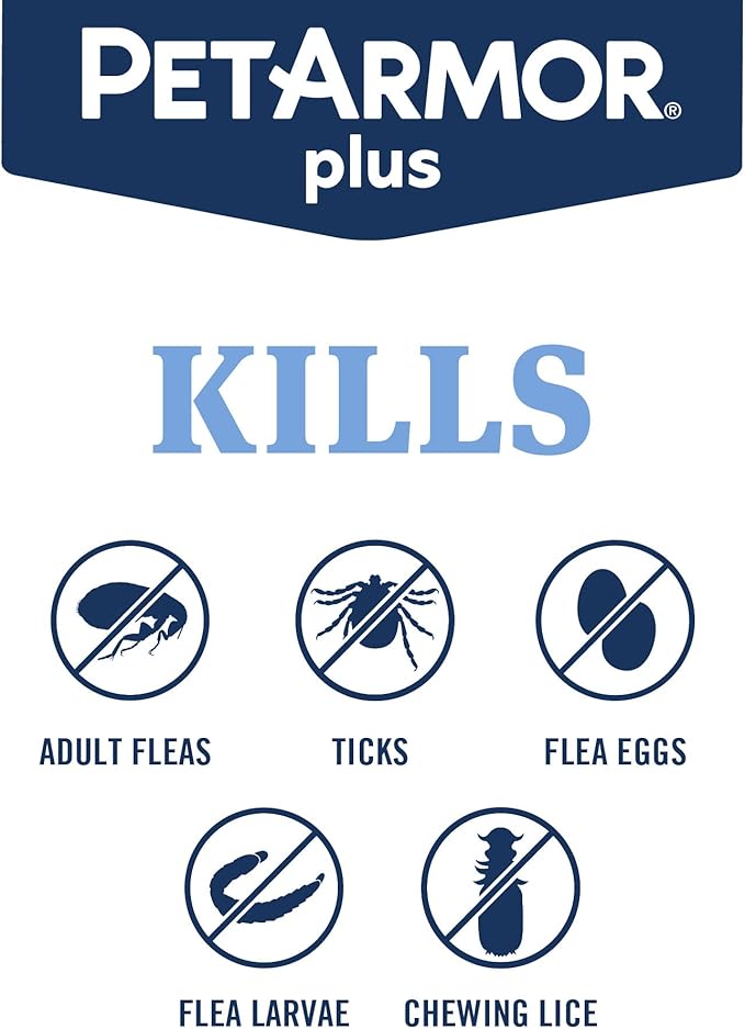 PetArmor Plus Flea and Tick Prevention for Dogs, Medium Dog Flea and Tick Treatment, 3 Doses, Waterproof Topical, Fast Acting (23-44 lbs)