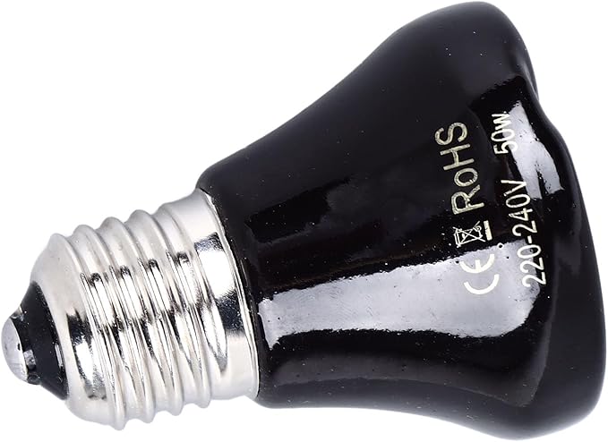 Ceramic Heat Emitter, Reptile Heat Bulbs, No Light Emitting Heat Bulbs, for Amphibian Terrarium, Bearded Dragon Lizard Snake Turtle, Brooder Coop Incubating Chicken (50w)