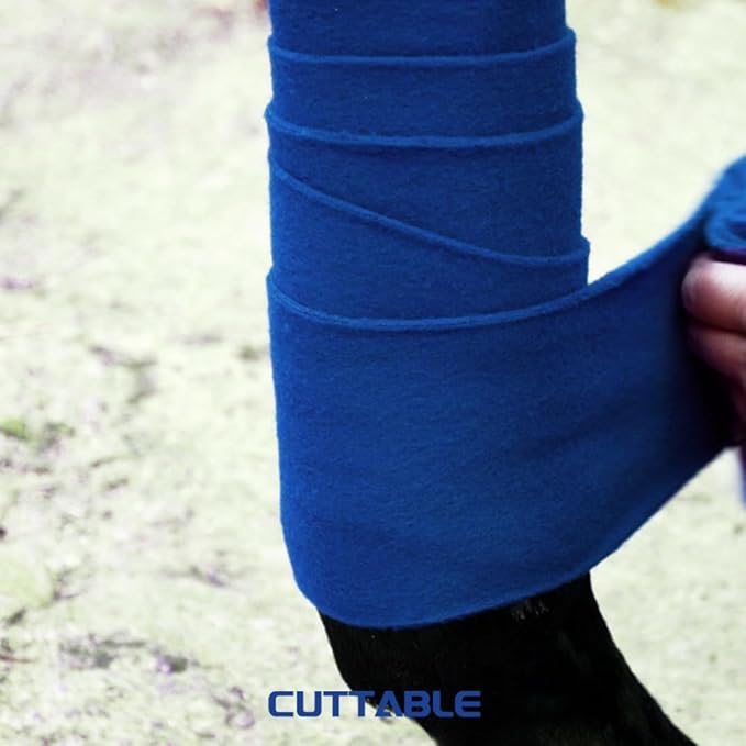 Horse Polo Wraps 2.5m Soft Fleece Polo Wraps Equestrian Leg Bandage Wrap Set of 4 Packs (Blue - 2.5m)
