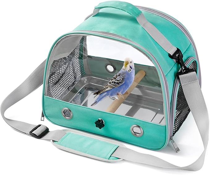 Portable Parrot Bag Bird Backpack with Perch for Birds Cage Side Window Foldable Samll Pet Travel Cage Bird Supplie J5j6 (Green)