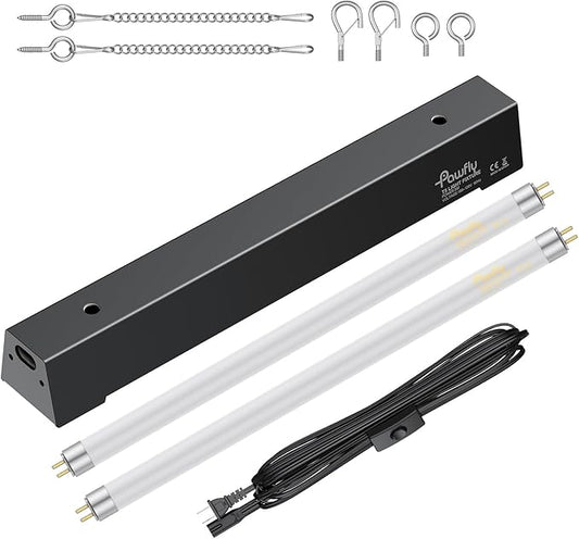 Pawfly T5 Reptile Light Combo Kit with 2 UVB Tubes, 10.0 UVB Light Fixture with Terrarium Hood and 8W Light Tubes for Bearded Dragon, Desert & Tropical Terrariums