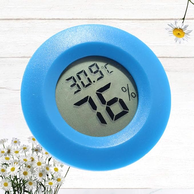 POPETPOP Reptile Box Digital Thermometer Hygrometer Round Shape Temperature and Humidity for Indoor Use Lightweight and Easy to Mount for Bedrooms and Homes