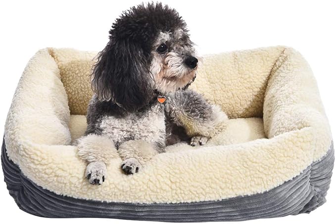 Amazon Basics Anti-Slip Self-Warming Pet Bed For Cat or Dog, Rectangle, Grey, 24"L x 20"W x 7"H