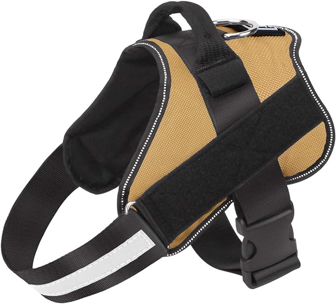 Bolux Dog Harness, No-Pull Reflective Dog Vest, Breathable Adjustable Pet Harness with Handle for Outdoor Walking - No More Pulling, Tugging or Choking ( Army Yellow, M )
