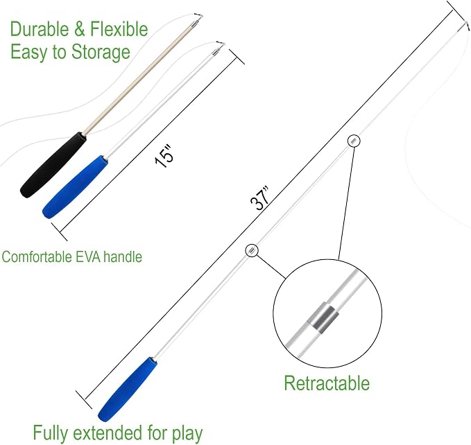 Cat Toys - No Chemical Dyeing Cat Feather Toys for Indoor Cats - Include Cat Wand and Natural Feather Refills - Image 3