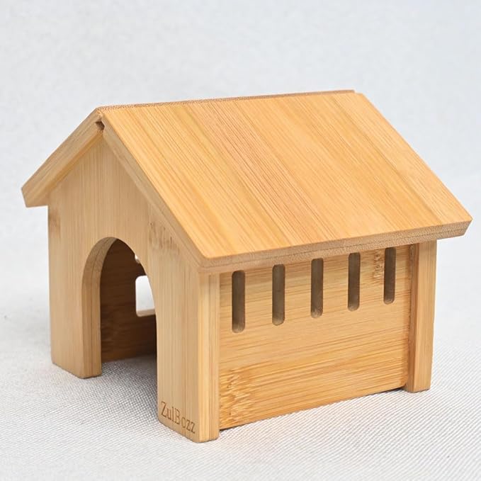 Bamboo Wooden Hamster Hideout House No Assembly Hamster Cage Accessories Hamster Shelter Hut Nest Toy Habitat Decor for Dwarf Syrian Hamsters Small Animal Cage Decor Multi Size Variants Medium