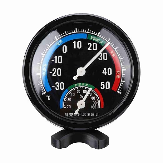 FILFEEL 2-in Reptile Hygrometer for Tortoise and Spider Terrariums - Accurate, Portable, Mechanical, No Batteries Required