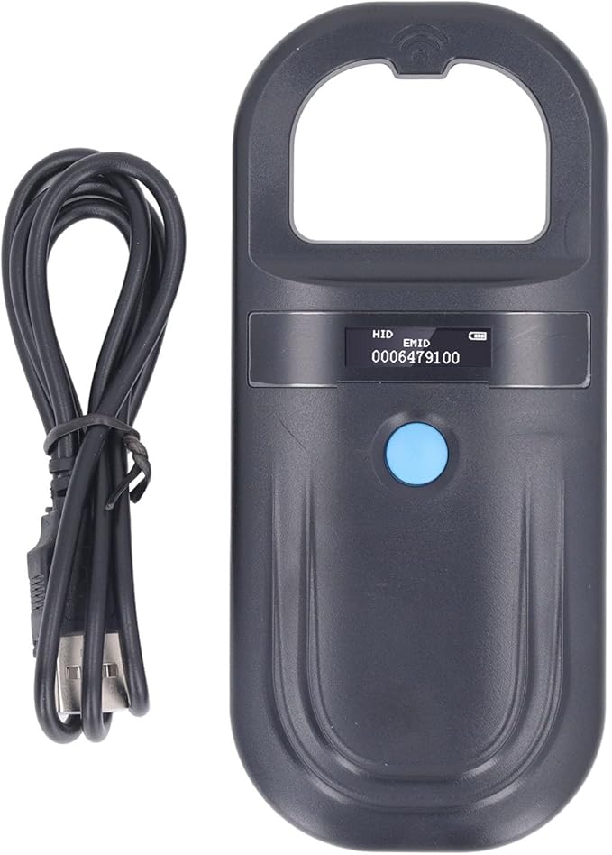 Pet Microchip Reader, Animal ID Microchip Scanner 134.2KHz, Supports ISO11784 85 FDX B ID64 Microchip EMID, Pet Chip ID Scanner with LED Display, Buzzer, USB Charging for Cat Dog
