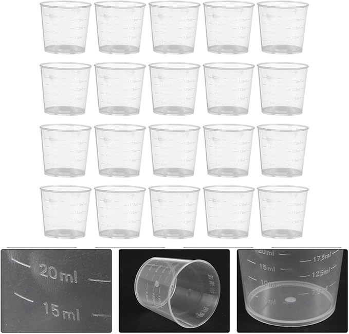 VICASKY 30pcs Reptile Food Measuring Cups Set 20ml Reusable Plastic Feeding Bowls for Gecko Lizard Crawling Pets Terrarium Use