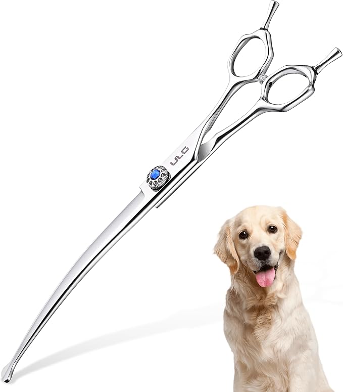 ULG Curved Dog Shears for Grooming, 7 Inch Professional Curved Dog Grooming Scissors for Trimming and Cutting, Japanese Stainless Steel Pet Hair Scissors