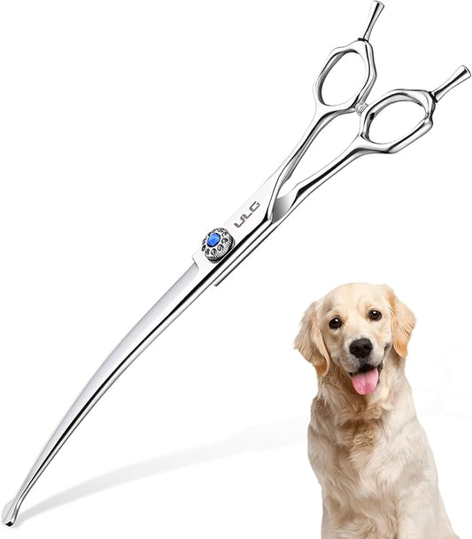 ULG Curved Dog Shears for Grooming, 7 Inch Professional Curved Dog Grooming Scissors for Trimming and Cutting, Japanese Stainless Steel Pet Hair Scissors