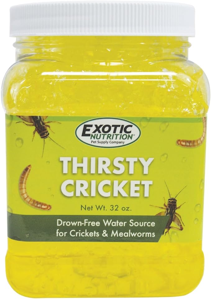 Exotic Nutrition Thirsty Cricket Gel, Drown-Free Water Source for Crickets and Mealworms, Calcium Fortified, 32 oz