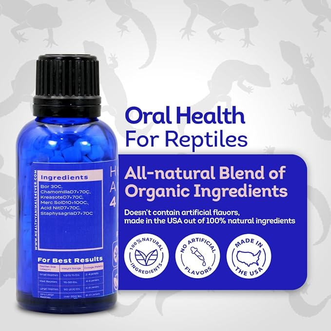 HealthyAnimals4Ever HA4E - Reptile Oral Health Support - Natural Mouth Rot Relief & Oral Hygiene Formula - Supports Gum Health, Comfort & Healing - 300 Tablets