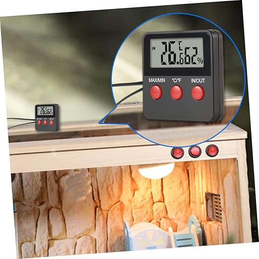 Totority 2sets Digital Thermohygrometer for Reptile Tank Humidity Sensor Accurate Temp Monitor Lizard Gecko Accessories