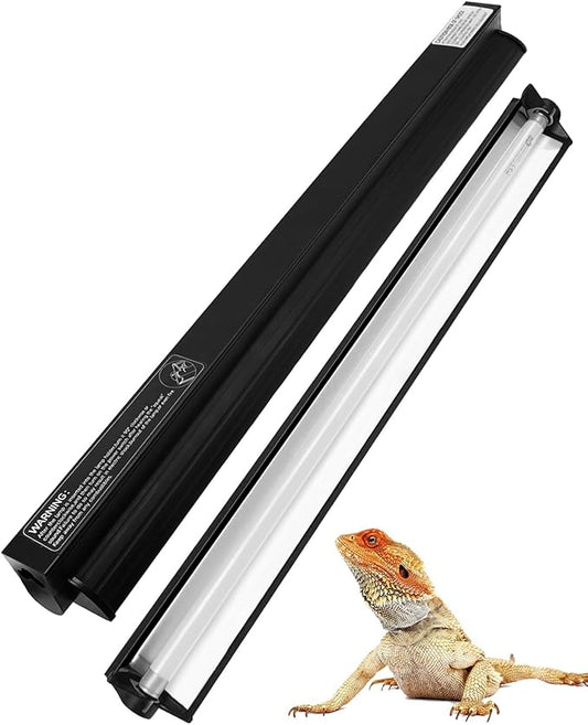 UVB Light for Reptiles, 12 Inch T5 10.0 UVB Reptile Light Fixture 8W, High Output UVA UVB Linear Lamp with Replaceable Bulb for Bearded Dragons, Tortoises & Lizards