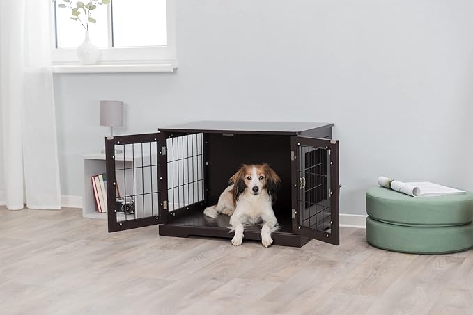 TRIXIE 29.5" Indoor Dog Crate, Wooden Crate Table for Dogs Up to 25 lb, Small Dog Kennel, Perfect in Any Room, Brown