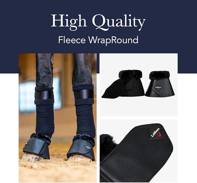 LeMieux Fleece WrapRound Overreach Horse Boots - Protective Gear and Training Equipment - Equine Boots, Wraps & Accessories (Black - XLarge)