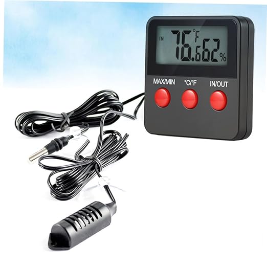 Gadpiparty Digital Temperature and Humidity Reptile Humidity Gauge Brooder Thermostat Wall Mount Celsius Display