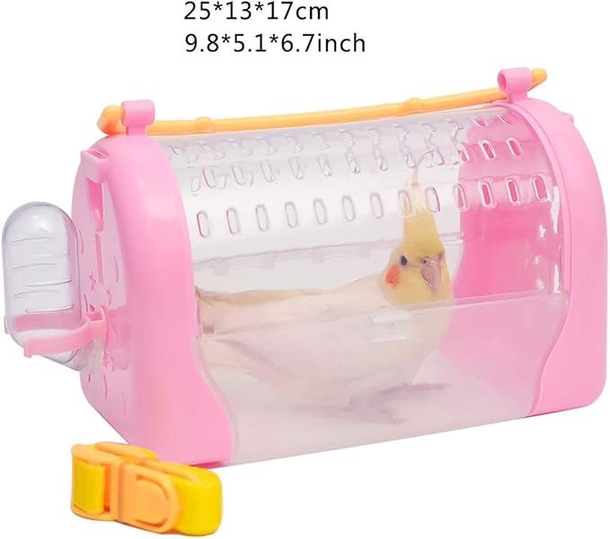 Lightweight Bird Carrier Travel Cage with Food Cup, Panoramic Design for Parakeets and Small Birds – Portable Bird Cage for Vet or Travel
