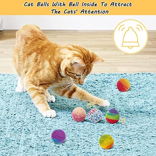 Retro Shaw Cat Toys Balls, Wool Yarn Cat Ball with Bell Inside, 6Pcs - Image 3