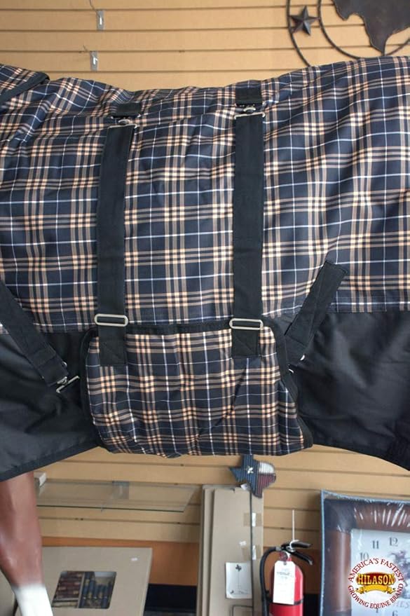 Orange Black Plaid 78 in HILASON 1200D Winter Waterproof Poly Horse Turnout Blanket Belly Wrap