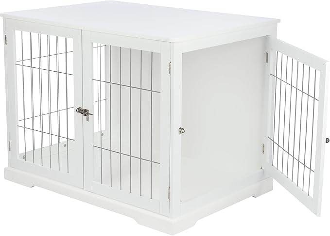Trixie 38.7" Indoor Dog Crate, Wooden Crate Table for Dogs Up to 66 lb, Large Dog Kennel, Perfect in Any Room, White