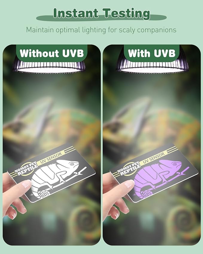 Pawfly 5 Pcs UV Test Card for Reptile Lights, Reusable Reptile Lamp UV Sensor up to 500 Times, UVA UVB Fluorescent Lamp Tester Card, Photochromic UVB Card Indicator, Portable UV Detector