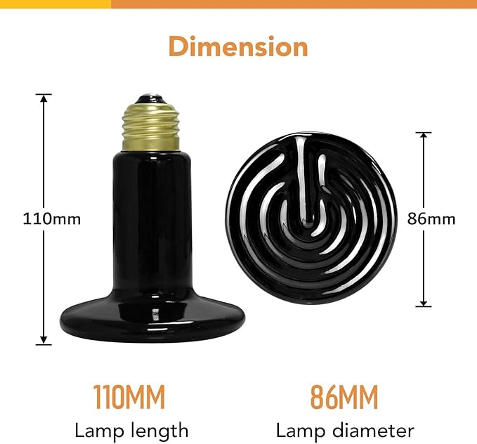 Simple Deluxe 100W Ceramic Heat Emitter Reptile Heat Lamp Bulb No Light Emitting Brooder Coop Heater for Amphibian Pets & Incubating Chicken, 4-Pack