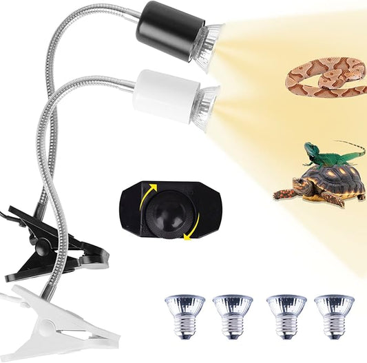 Reptile Heat Lamp UVA UVB Light Bulb, 360° Rotatable Basking Spot Light Simulated Sunlight, Dimmable Heating Lamp for Turtle, Lizard, Snake, Beared Dragon, Amphibians