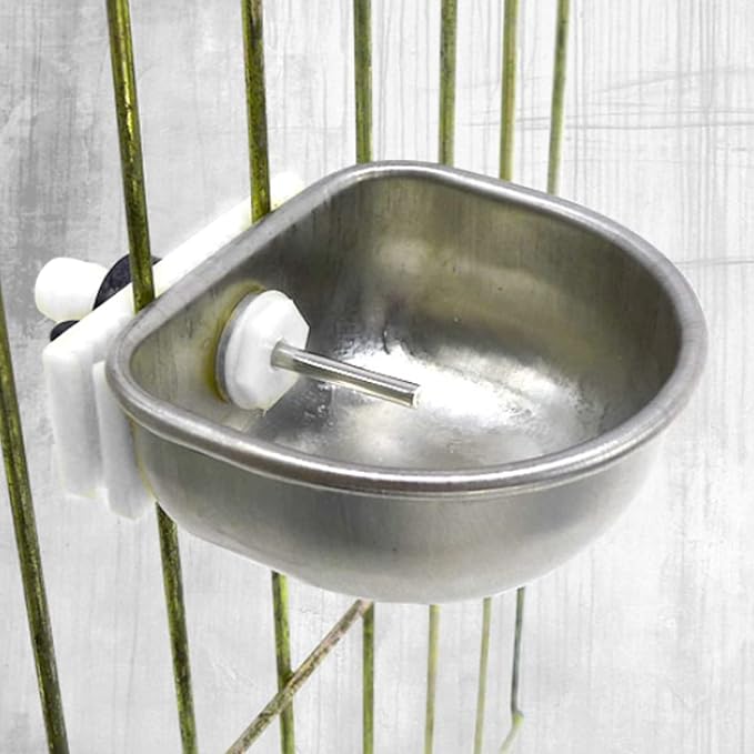 Rabbit Breeding Water Bowl 10PCS, Small Animal Nipple Drinking Water Bowl Water Feeder, Solid Stainless Steel Rabbit Water Feeder Anti Scratch 3.54x2.60x1.18inch Coop Cup