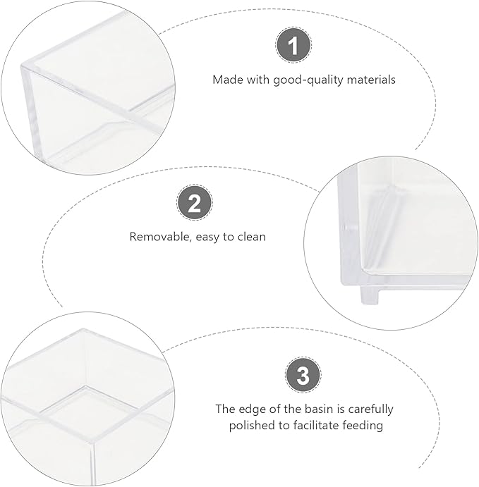 2pcs Acrylic Reptile Terrarium Reptile Aquarium Breeding Tank Transparent Feeding Box Bathing Pool for Frogs Hermit Crabs Lizards Tank