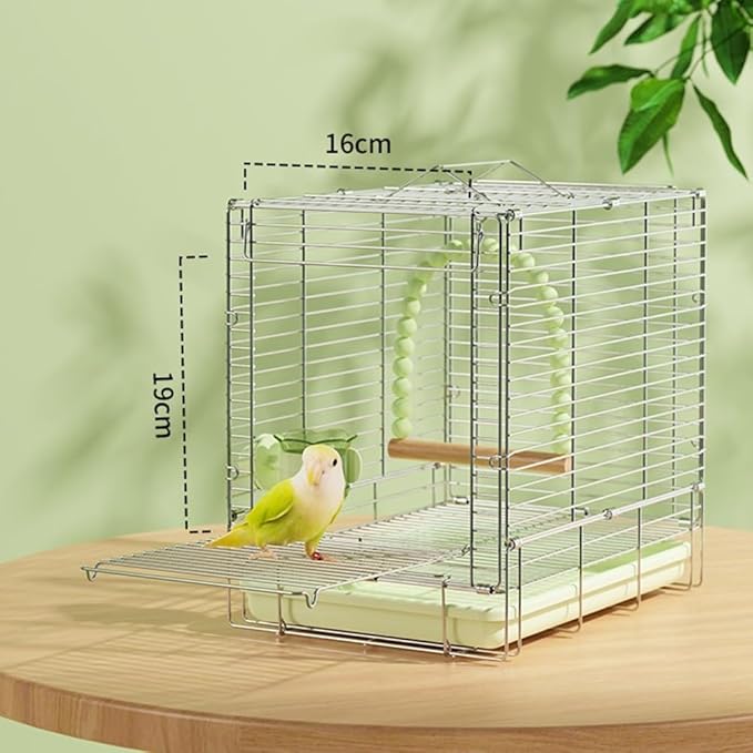 Bird Cages Foldable Birdcage Drawer Tray with Double Handles for Easy Cleaning and Carrying Birds for Outdoor Use (White)