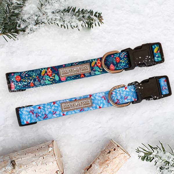 Lucky Love Dog - Adjustable Collar and Leash Set with Easy Click Buckle for Large Dogs, Durable, & Comfortable Collar for Male & Female Dogs, Puppies & Adult - Sweet Holiday Combo, Large