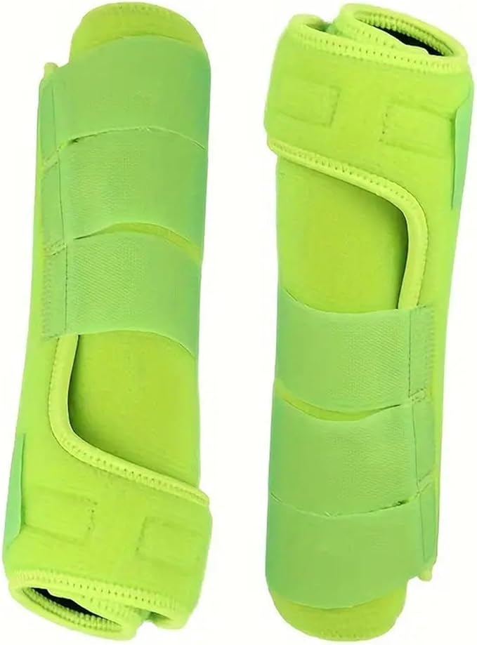 Generic 4Pcs Horse Boots Leg Protectors Adjustable Comfortable Neoprene Reusable Breathable Horse Protectors Equipment Set, Light Green, L