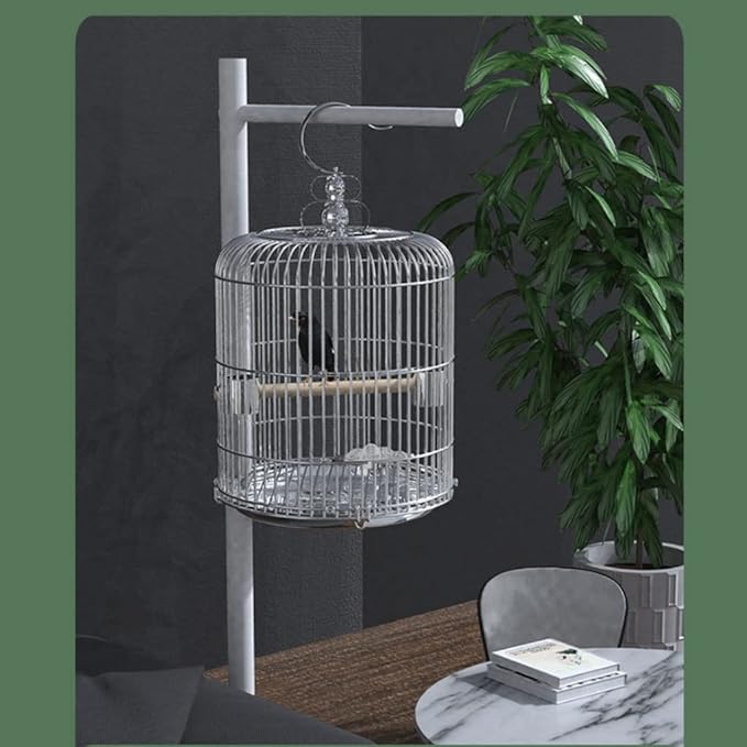 Stainless Steel Round Bird Cage Hanging Birdcages for Travel Bird Carriers Suitable for Small and Medium Birds Parrot Birdcage，32cm/12.5in