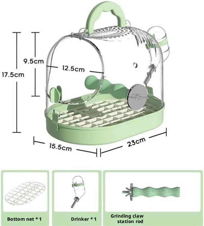Bird Cage Parrot Cage Bird Travel Carrier Outgoing Cage with Handle for Cockatiels Flight Birdcage(Green)