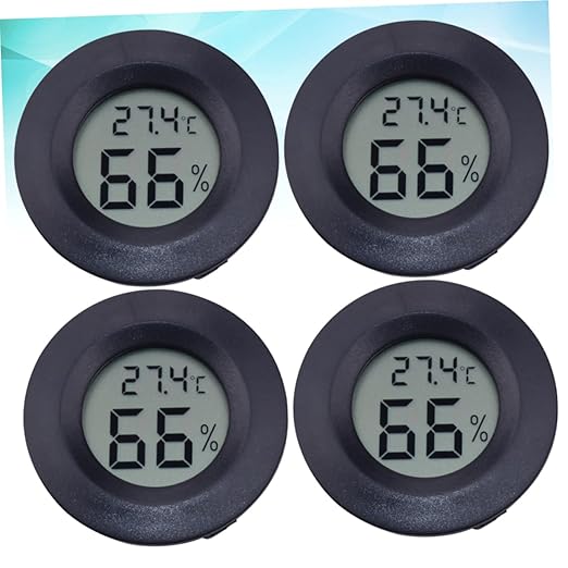 VICASKY 8pcs Digital Hygrometer and Thermometer for Reptile Tanks Embedded Acrylic Humidity Lightweight and Easy to Install for Pet Store and Home Use Black