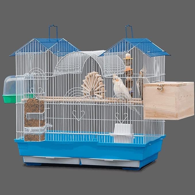 Elegant Birdcage 24inch Wrought Iron Birdcages Portable Bird Cage Hanging Bird Carriers Large Bird Flight Cage with Rolling Stand for Outdoor Exquisite Beautifu，Birdcage