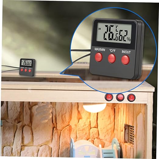 HANABASS 2Sets Digital Hygrometer and Reptile Temperature Monitoring Device for Lizard Tanks Indoor Humidity Control with Display for Accurate Readings