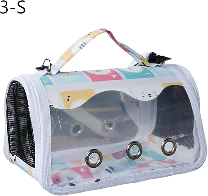 Thereisno Clear Designed Pet Carrier Bag with Feeding Cup& Perch Foldable Bird Universal Travel Out Bag Package Breathable Bag 1 Pieces Pet Carriers Bag