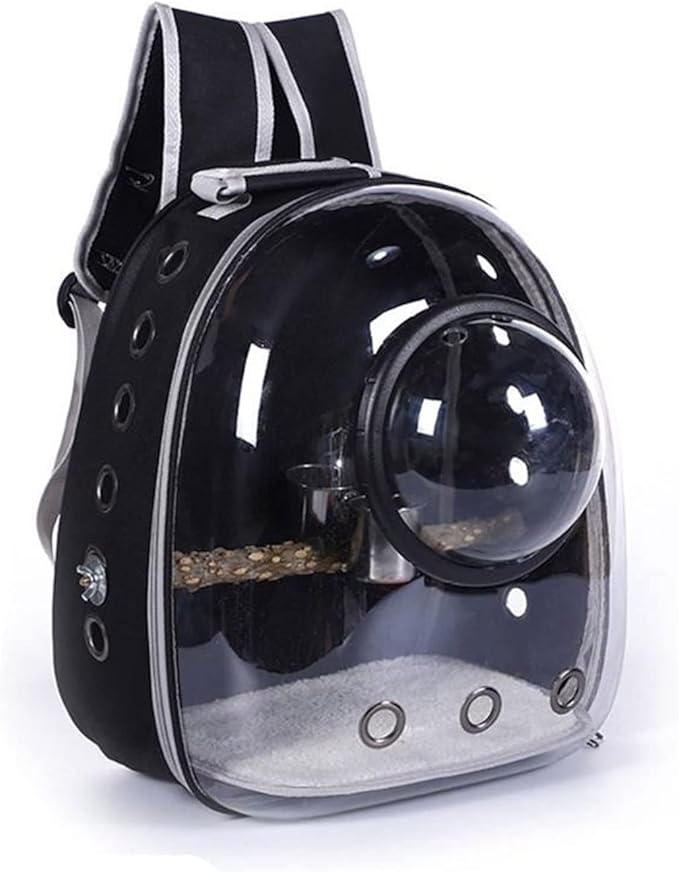 The Birdcage Lightweight Bird Carrier Backpack Travel Cage Bird Breathable Transparent Creative Space Cabin Shape Design Bird Utensils Parakeet Cage (Color : Black)